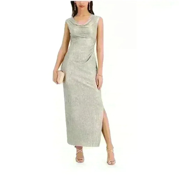 Connected Apparel Texture Metallic Gown, 10P - Picture 1 of 15